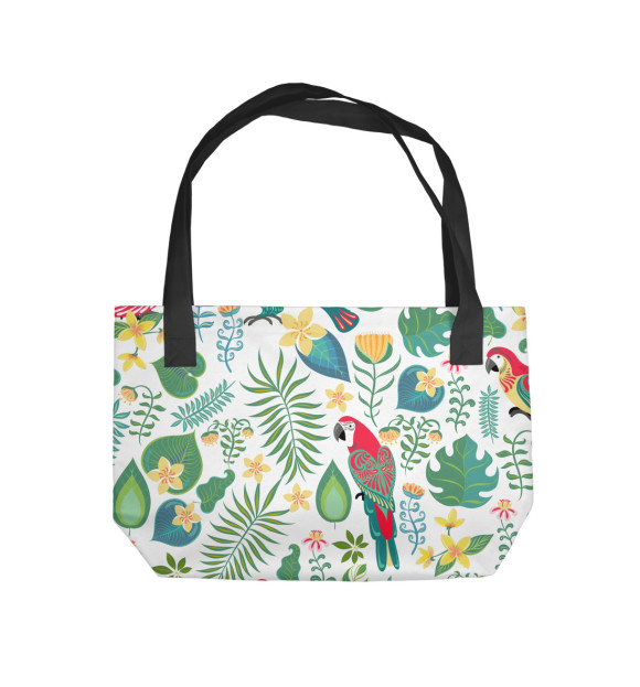 Пляжная сумка с притом Попугаи цвета  Пляжная сумка с изображением Попугаи цвета