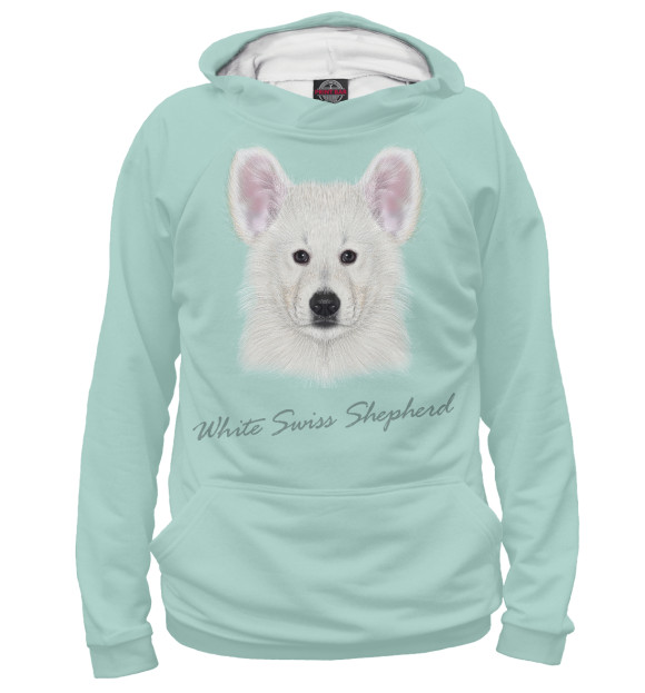 Женское худи с изображением White swiss shepherd цвета Белый