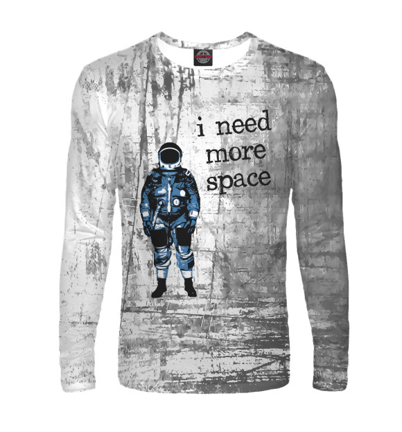 Мужской лонгслив с изображением I Need More Space Astronaut цвета Белый