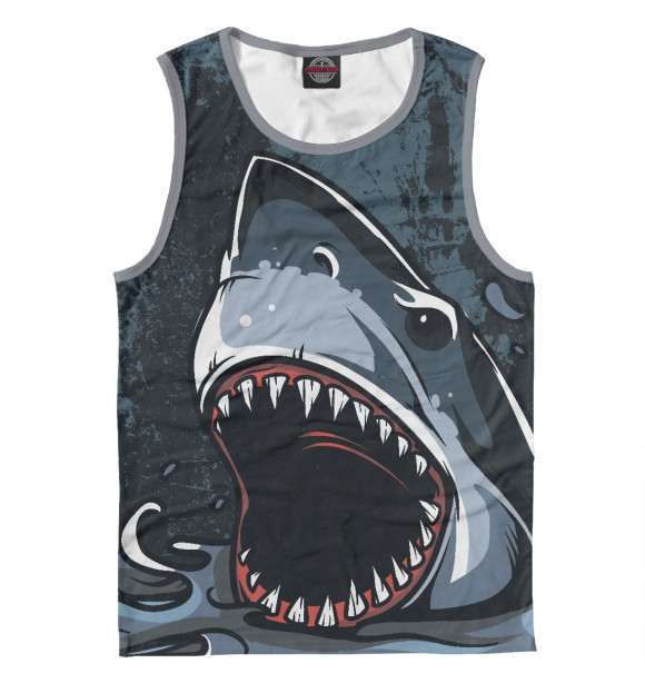 Мужская майка с притом Челюсти цвета Белый Мужская майка с изображением Челюсти цвета Белый