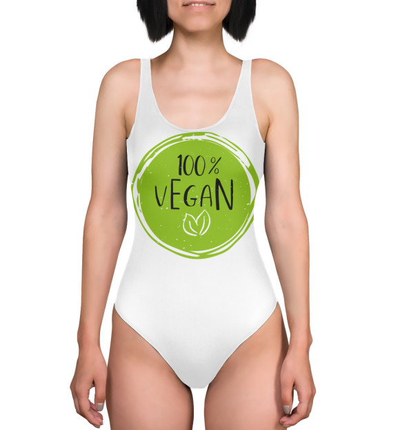 Купальник-боди с изображением 100% Vegan цвета 