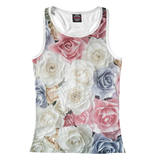 Женская майка-борцовка с изображением Цветочный сад цвета Белый