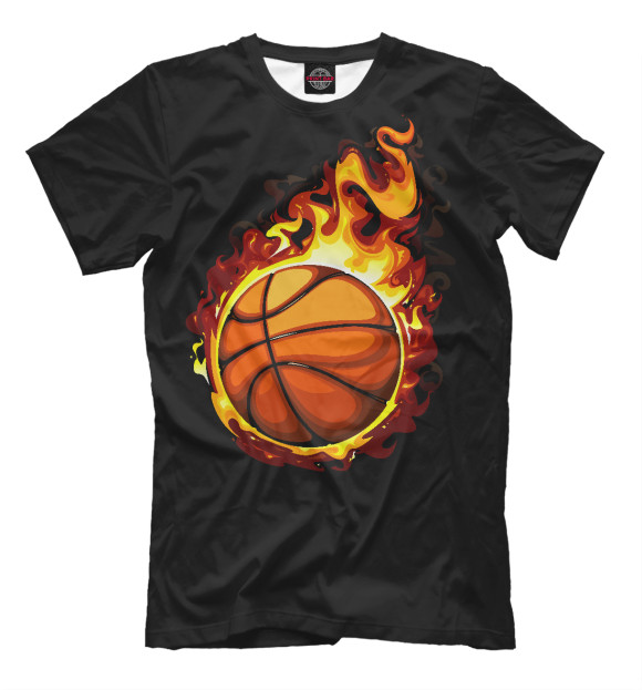 Футболка для мальчиков с изображением Баскетбольный мяч в огне цвета Черный