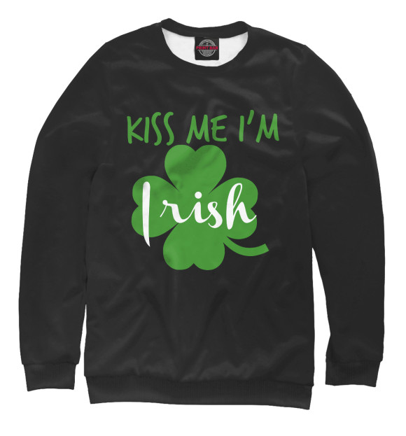 Мужской свитшот с изображением Kiss me I'm Irish цвета Белый