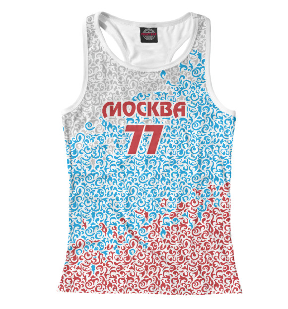 Женская майка-борцовка с изображением Москва - регион 77 цвета Белый
