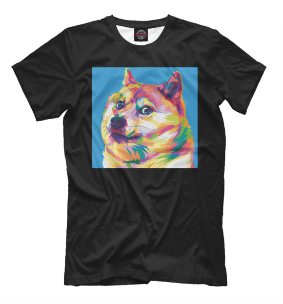 Мужская футболка с изображением Doge Color цвета Белый