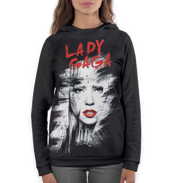 Женское худи с изображением Lady Gaga цвета Белый
