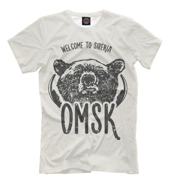 Мужская футболка с изображением Омск цвета Молочно-белый