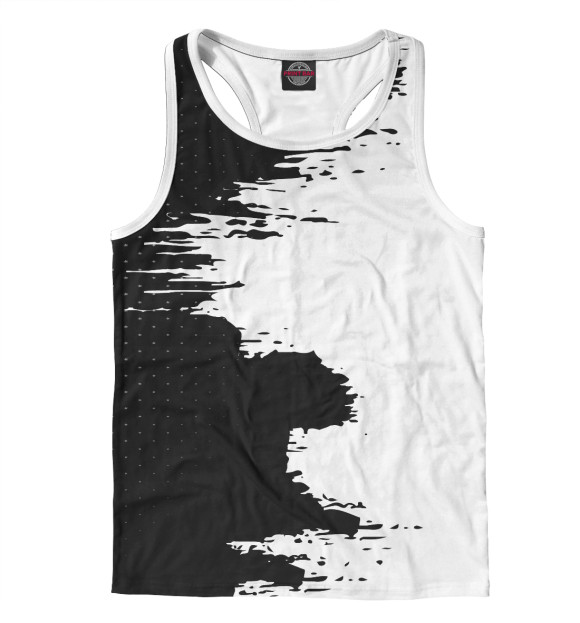 Мужская майка-борцовка с изображением Чёрно-белая геометрия цвета Белый