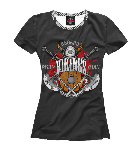 Женская футболка с изображением Vikings цвета Белый