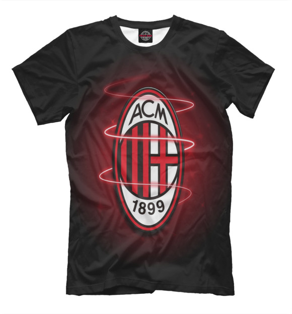 Мужская футболка с изображением AC Milan Logo цвета Черный