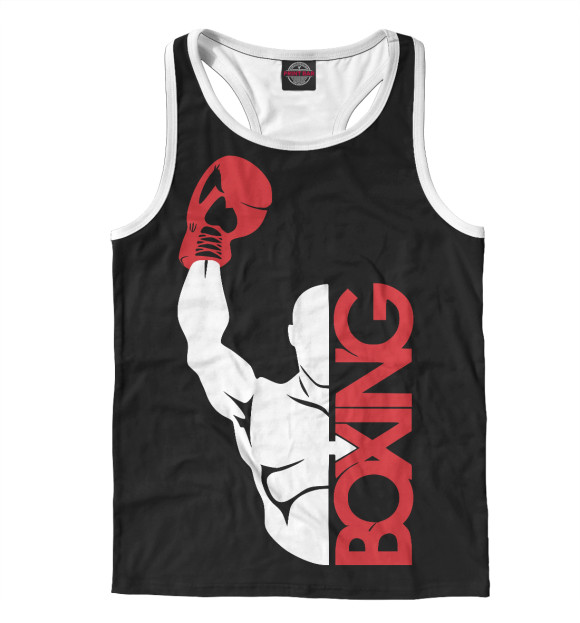 Мужская майка-борцовка с изображением Бокс цвета Белый