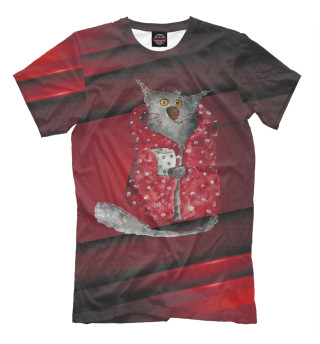 Кот с кружкой кофе