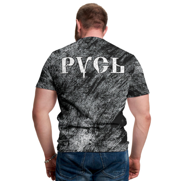 Мужская футболка с изображением Щит Велеса / Русь цвета Белый