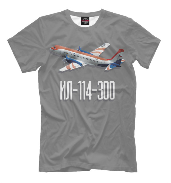 Мужская футболка с изображением Самолет Ил 114-300 цвета Белый