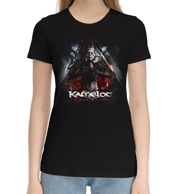 Женская хлопковая футболка с изображением Kamelot цвета Черный