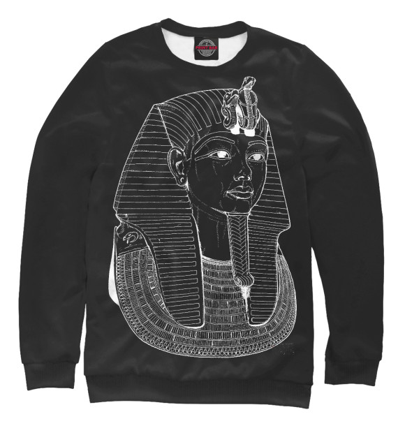 Мужской свитшот с изображением Black pharaoh цвета Белый