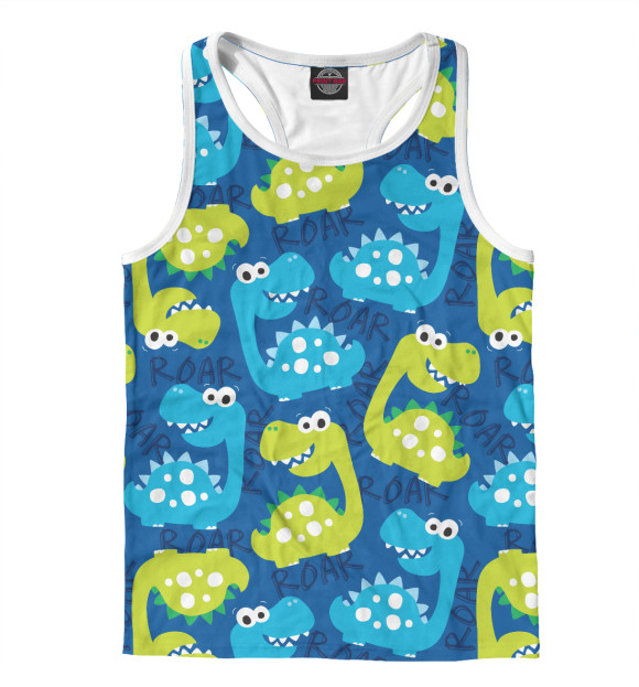 Мужская майка-борцовка с изображением Дино цвета Белый