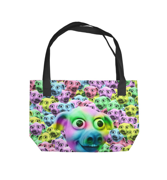 Пляжная сумка с изображением Психоделические свинки цвета 
