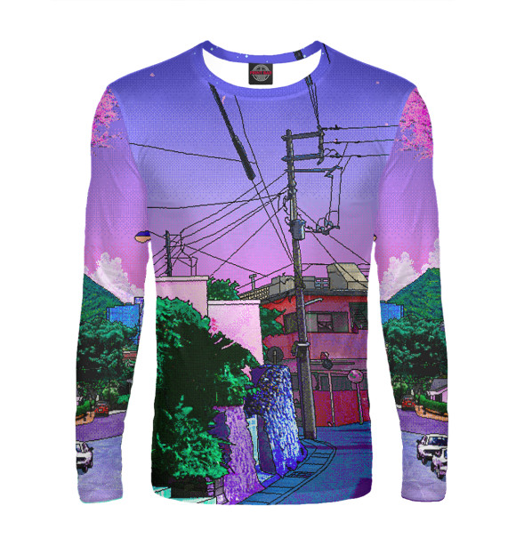 Мужской лонгслив с изображением Жесткий pixel art цвета Белый