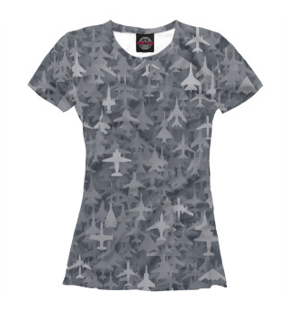 Женская футболка Камуфляж с реактивными самолетами