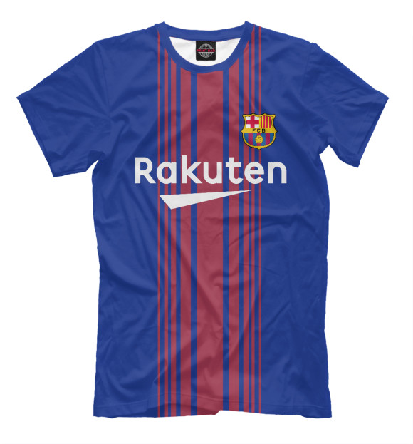Мужская футболка с изображением Barcelona Домашняя-Месси 10 цвета Темно-синий