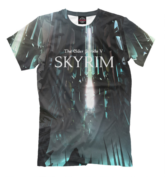 Мужская футболка с изображением Skyrim цвета Серый
