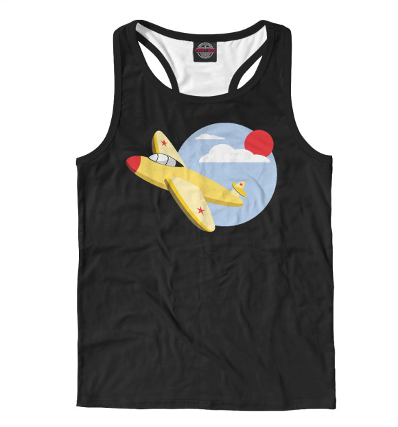 Мужская майка-борцовка с изображением Самолет цвета Белый