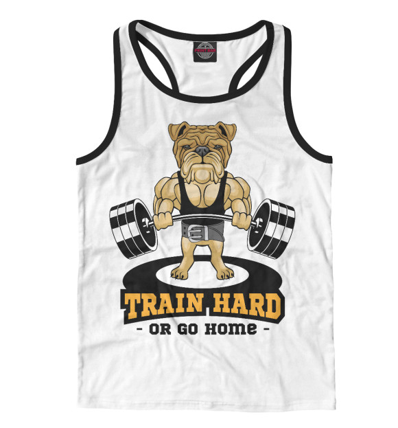 Мужская майка-борцовка с изображением Traing hard цвета Белый