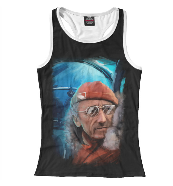 Женская майка-борцовка с изображением Жак Ив Кусто цвета Белый