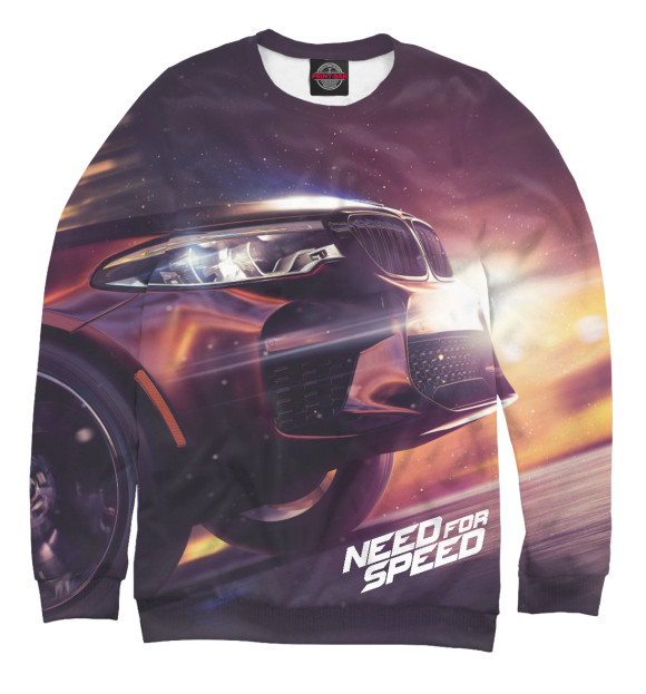 Мужской свитшот с изображением Need For Speed цвета Белый
