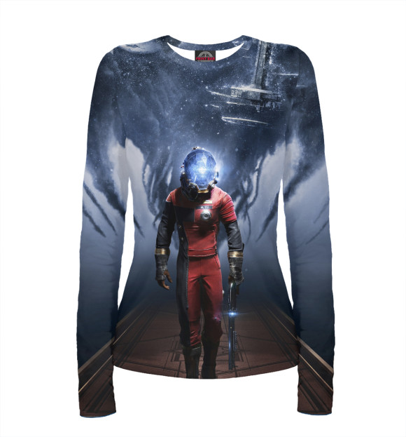 Женский лонгслив с изображением Prey цвета Белый