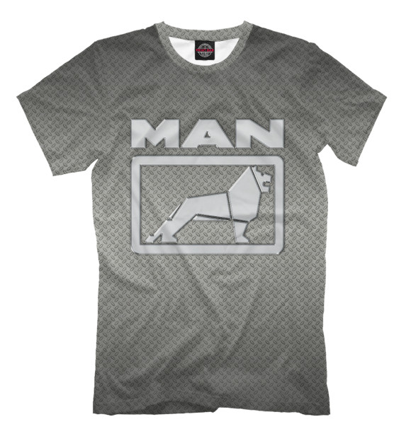Мужская футболка с изображением MAN (рифленая сталь) цвета Серый
