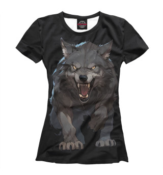 Женская футболка Волк агрессор