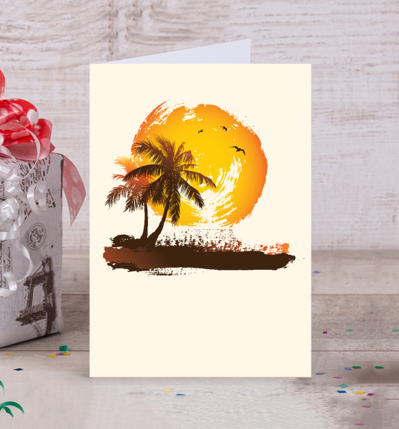 Открытка с изображением Пальмы цвета Белый