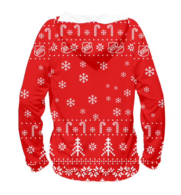 Мужское худи с изображением Детройт Новогодний цвета Белый