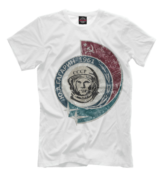 Мужская футболка с изображением Юрий Гагарин цвета Молочно-белый