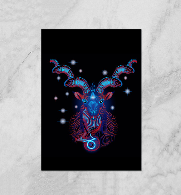 Плакат с изображением Козерог цвета Белый