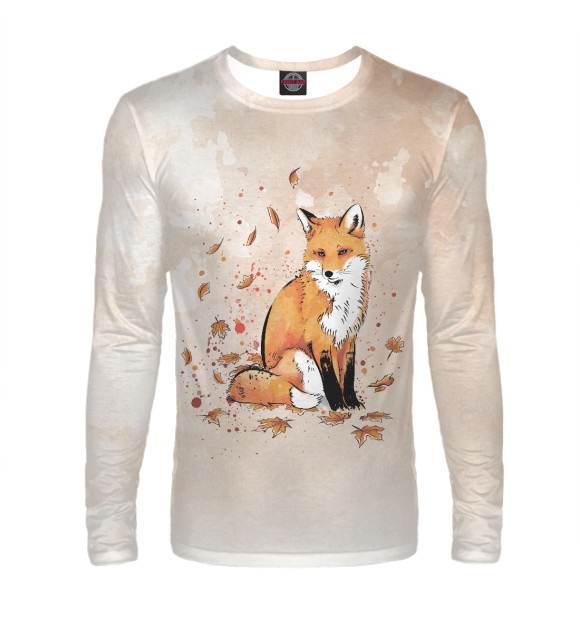 Мужской лонгслив с изображением Лиса цвета Белый