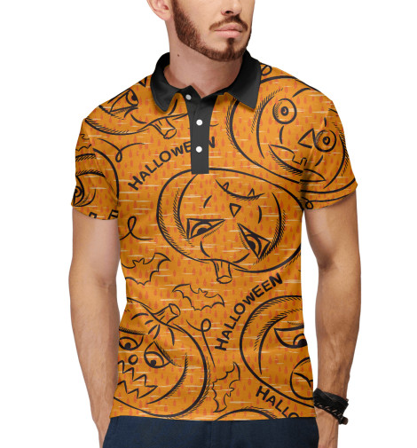 

Поло Print Bar, Белый, Тыква