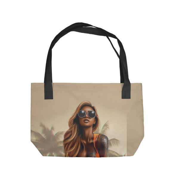 Пляжная сумка с изображением Красивая девушка в тату цвета 