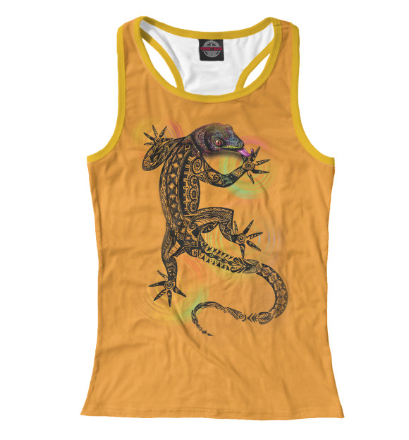 Женская майка-борцовка с изображением Ящерица цвета Белый