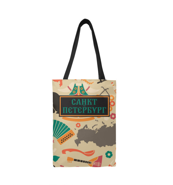 Сумка-шоппер с притом Санкт-Петербург цвета  Сумка-шоппер с изображением Санкт-Петербург цвета