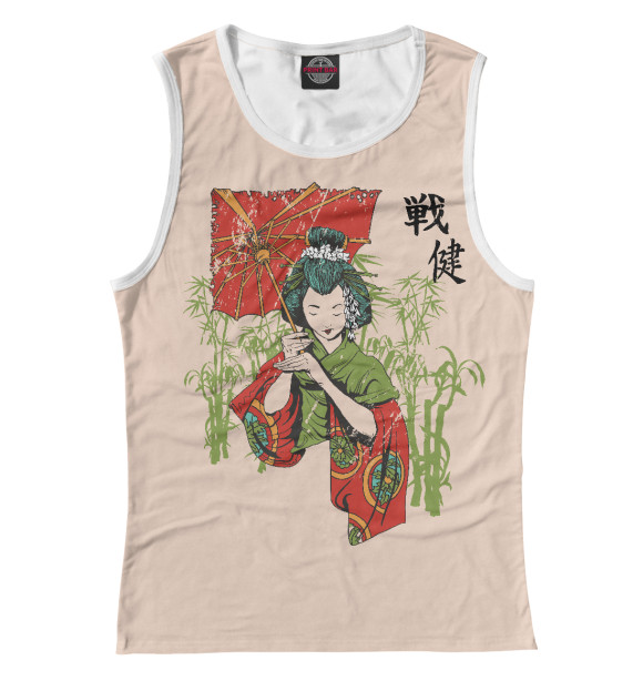 Майка для девочки с изображением Японка цвета Белый