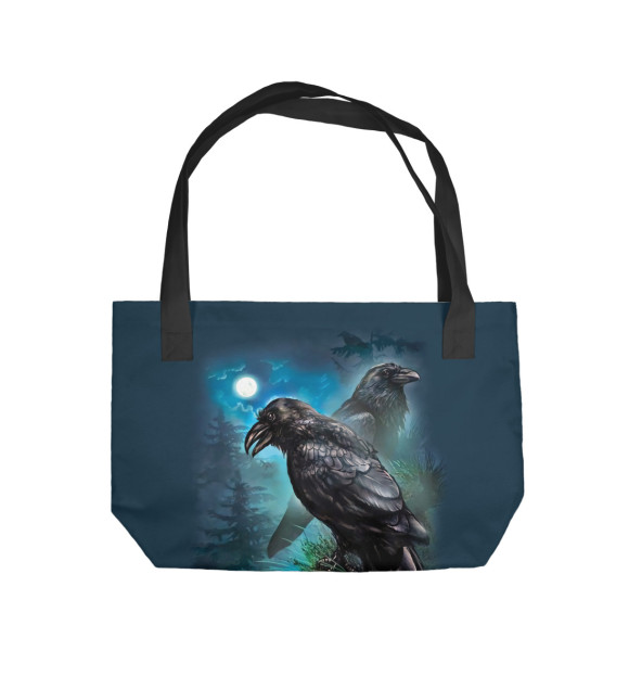 Пляжная сумка с изображением Вороны цвета 