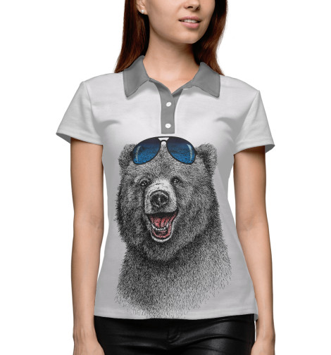 

Поло Print Bar, Белый, Счастливый медведь