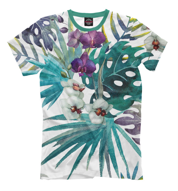 Мужская футболка с изображением Дикая орхидея цвета Молочно-белый