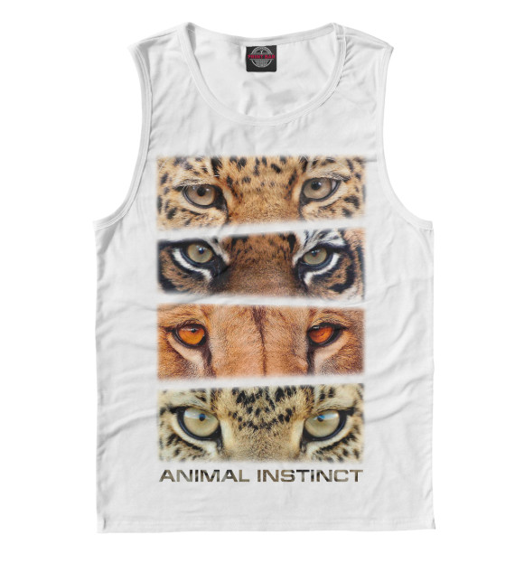 Мужская майка с изображением Animal instinct цвета Белый