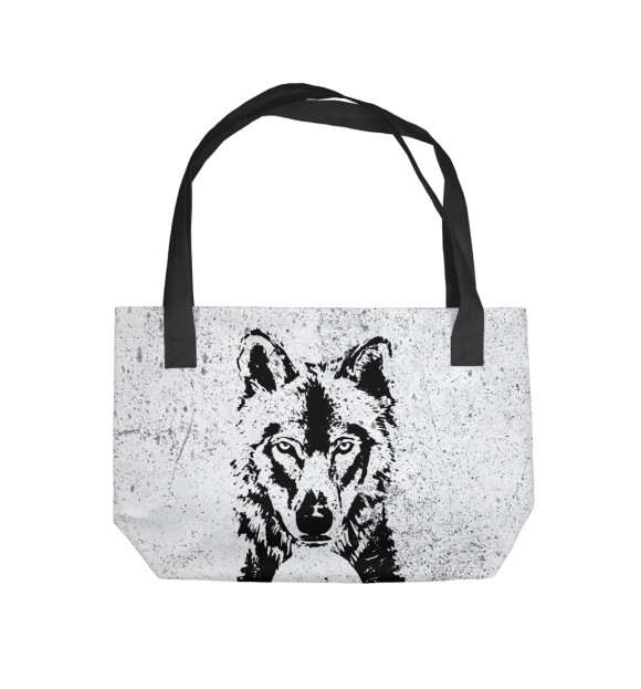 Пляжная сумка с изображением Чёрный волк цвета 