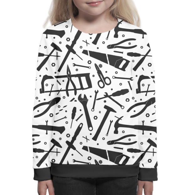Свитшот для девочек с изображением Инструменты цвета Белый